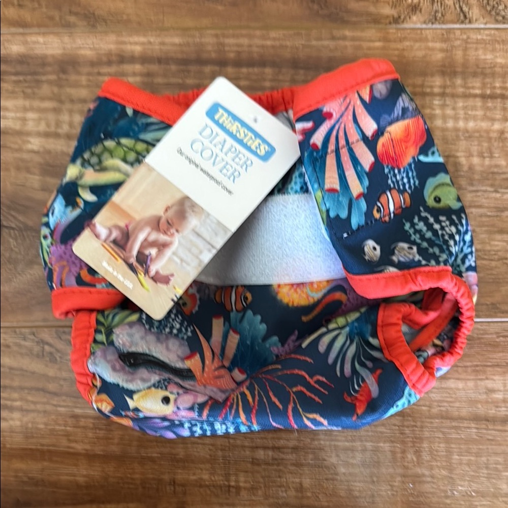 NWT Baby Cloth Diaper Cover - Colorful Ocean Design Thirsties